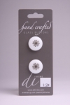 White Circle Button with Black Flower Pattern