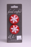 Red Circle Button with White Snowflake Pattern