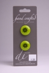 Green Button with Black Flower