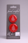 Red Circle Button with White Tree Pattern