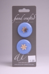 Periwinkle Blue Circle Button with Gold Snowflake Pattern