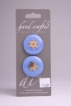 Periwinkle Blue Circle Button with Gold Snowflake Pattern 