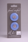 Periwinkle Blue Circle Button with Gold Burst Pattern