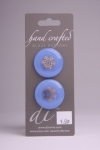 Periwinkle Blue Circle Button with Gold Snowflake Pattern