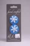 Blue Circle Button with White Snowflake 