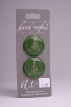 Green Circle Button with White Christmas Tree Design