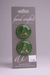 Green Circle button with White Christmas Tree Design