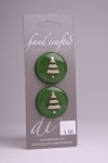 Green circle Button with White Christmas Tree Design