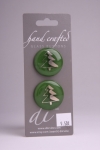 Green Circle Button with White Christmas Tree Design