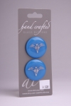 Royal Blue Circle Button with Silver Angel Design