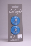 Royal Blue Circle Button with Silver Fairy Design