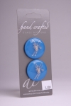 Royal Blue Circle Button with Silver Fairy Design