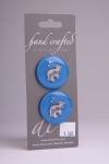 Royal Blue Circle Button with Silver Rabbit Design