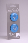 Royal Blue Circle Button with Silver Rooster Design