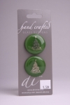 Green Circle Button with White Christmas Tree Design