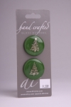 Green Circle Button with a White Christmas Tree Design