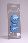 Royal Blue Circle Button with Silver Bear Design