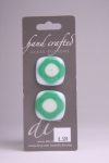 White with Teal Design - Set of 2 Glass Buttons