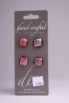 Red with White Design - Set of 4 Glass Buttons