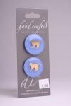 Periwinkle Blue Circle Button with Gold Cat Design