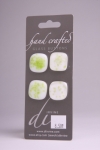 White with Light Green Specs - Set of 4 Glass Buttons