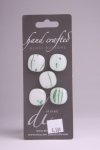 White with Green Design - Set of 5 Glass Buttons