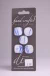 White with Blue Design - Set of 5 Buttons