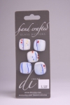 White with Red and Blue Design - Set of 5 Glass Buttons