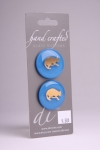 Royal Blue Circle Button with Gold Cat Design