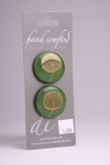 Juniper Circle Button with Gold Leaf Design 