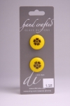 Yellow Circle Button with Black Flower Design