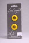 Yellow Circle Button with Black Flower Design