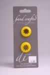 Yellow Circle Button with Black Flower Design