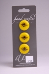 Yellow Circle Button with Black Bumblebee Design