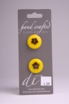 Yellow Circle Button with Black Flower Design