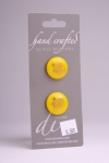 Yellow Circle Button with Gold Flower Design