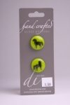 Green Circle Button with Black Horse Design