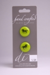 Green Circle Button with Black Horse Design