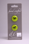 Green Circle Button with Black Horse Design