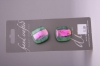 Soft Green with Pink Detail Glass Buttons