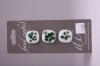 White with Green Pattern Glass Buttons - Set of 3