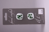 White with Green Pattern Glass Buttons