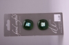 Dark Green with Silver Design Glass Buttons