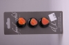 Black Button with Orange Design - Set of 3